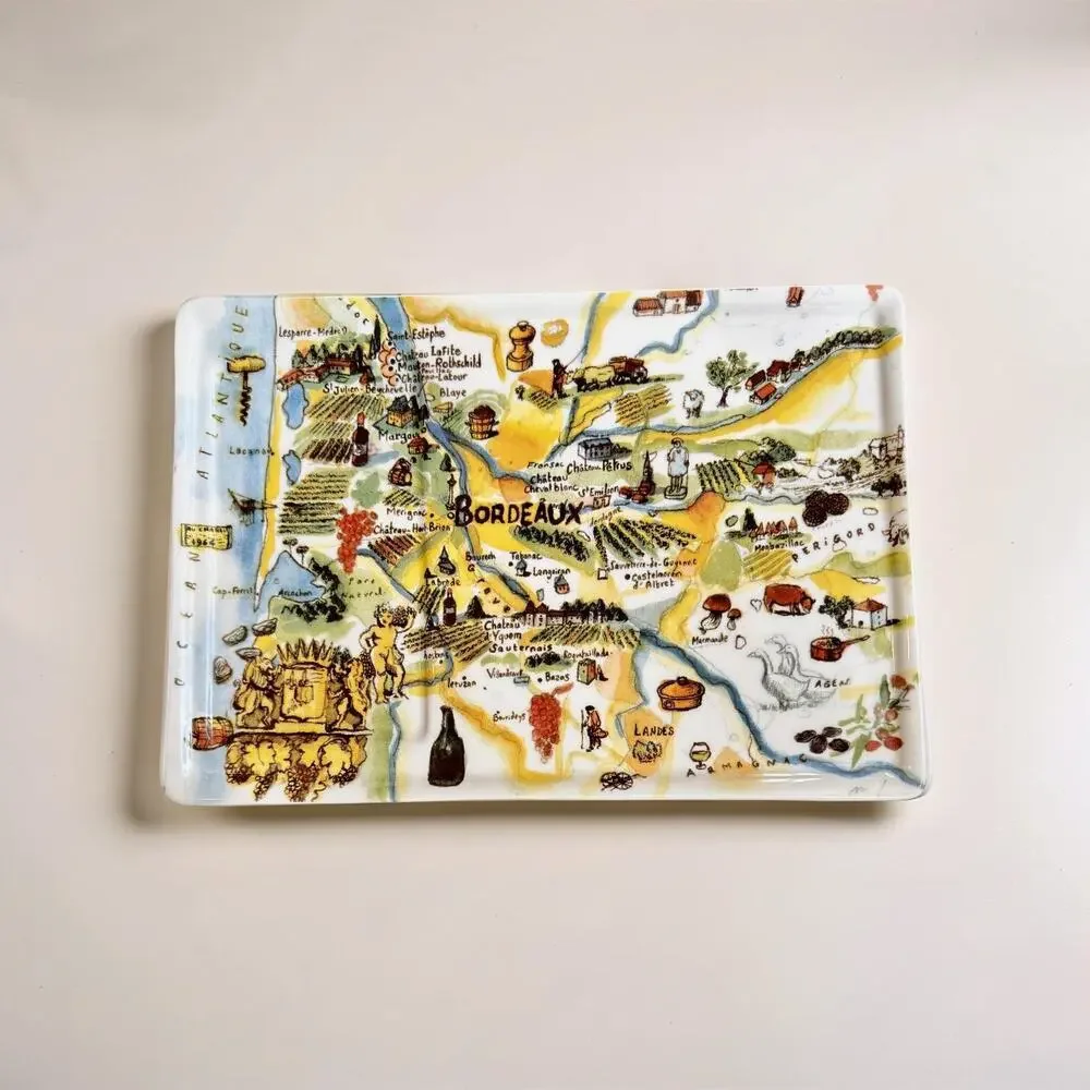 Williams-Sonoma Marc Lacaze 2009 Bordeaux Wine Map Ceramic Serving Platter Tray